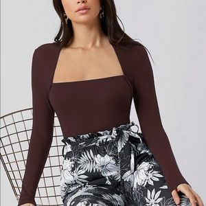 brown long sleeve top